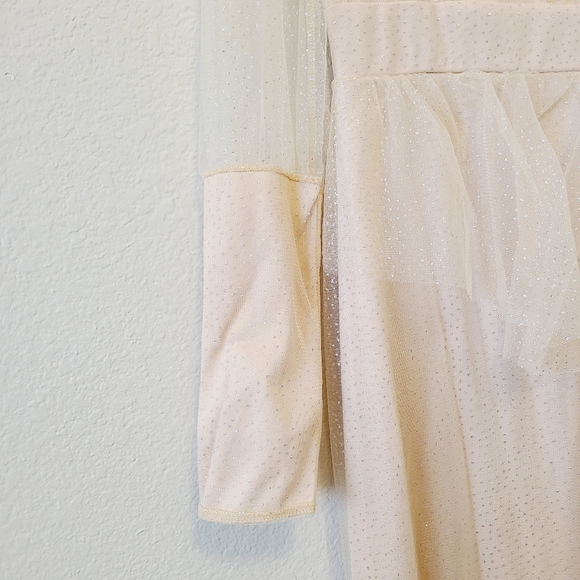 Long Sleeve Plunge Neckline Formal Gown - Nude/Glitter - M - Picture 11 of 16